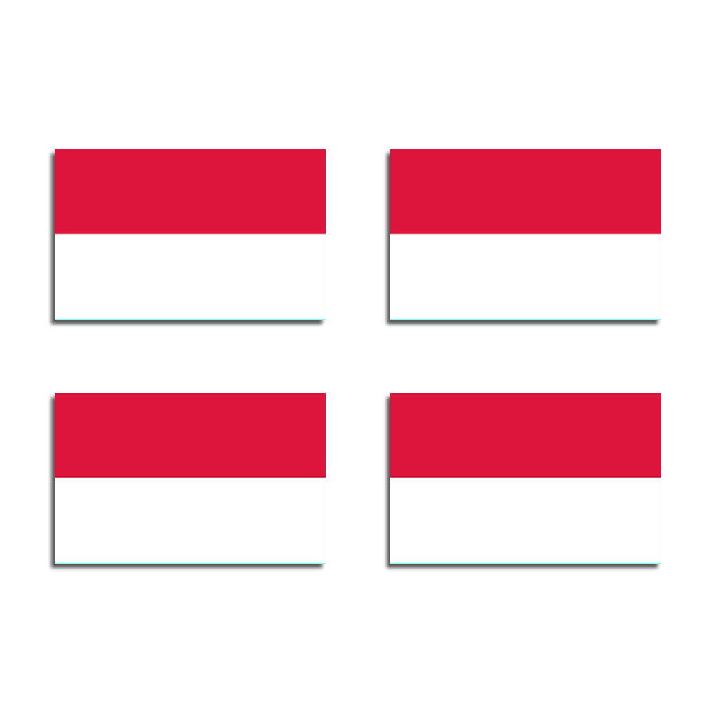 Set of 4x Indonesia Flag Iron on Transfers