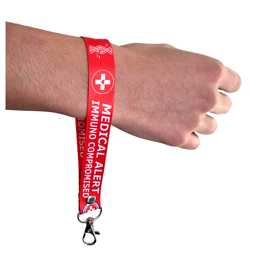 Set of Immune system compromised elastic Wrist band wristband Key tag Set medical alert immuno compromised