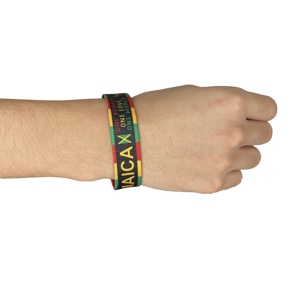 Jamaica elastic Wrist band pink ribbon wristband Jamaican flag one love rasta