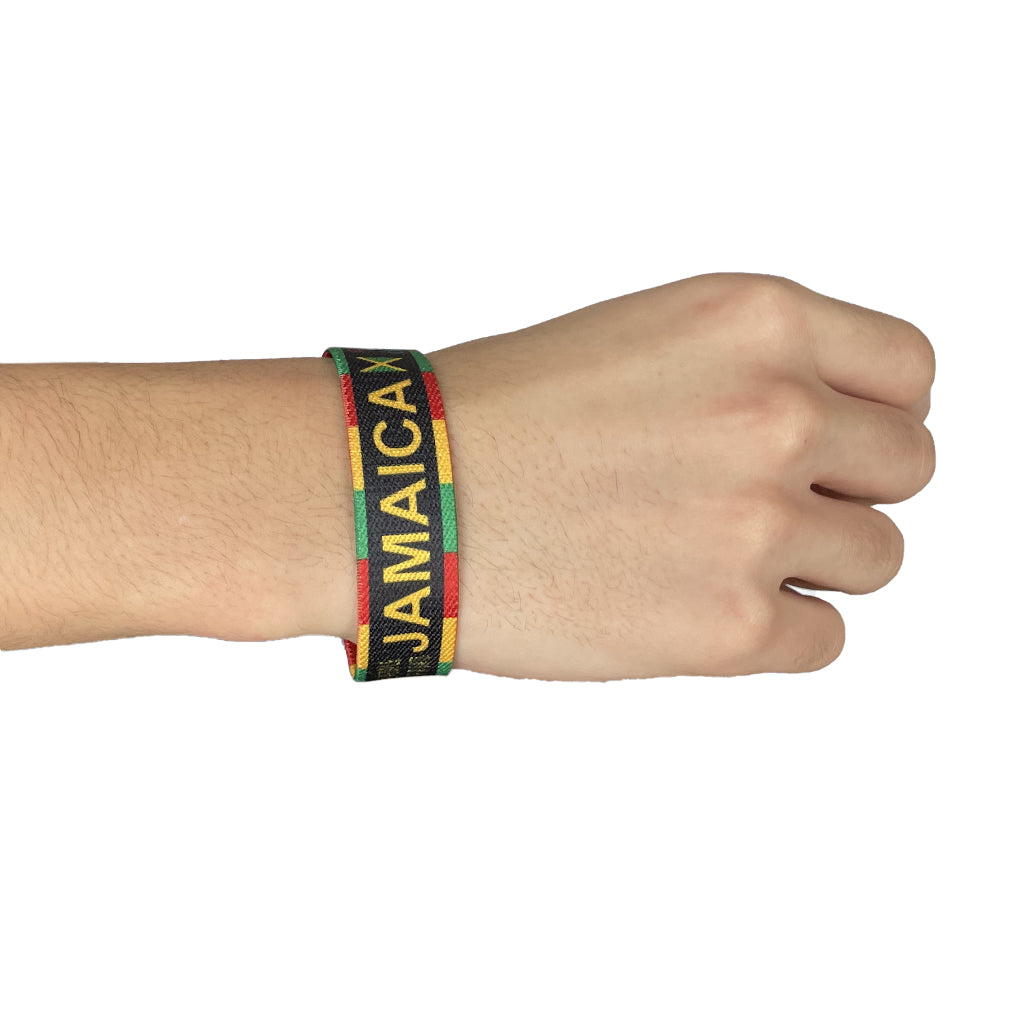 Set of Jamaica elastic Wrist band wristband Key tag gift Jamaican rasta flag symbols