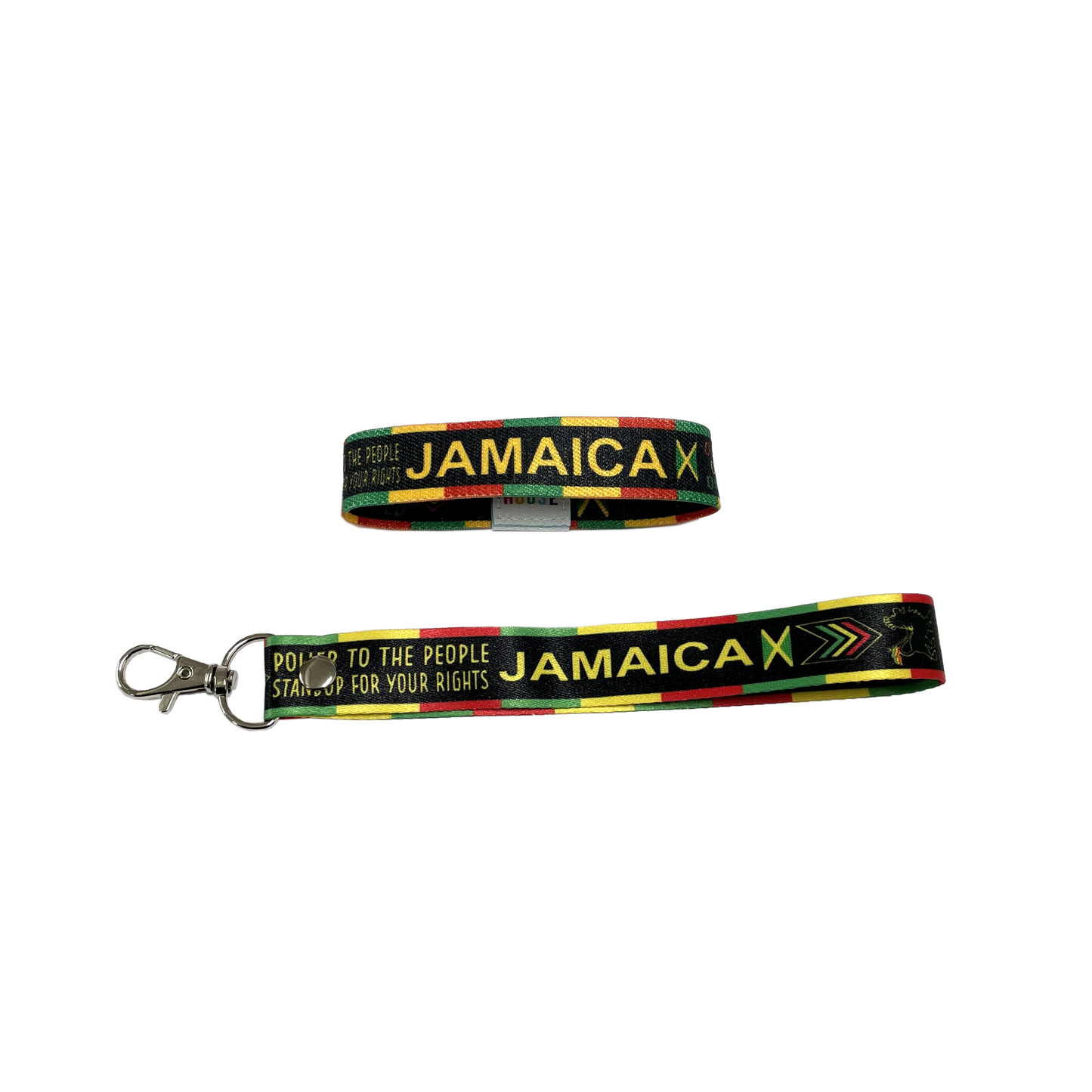 Set of Jamaica elastic Wrist band wristband Key tag gift Jamaican rasta flag symbols