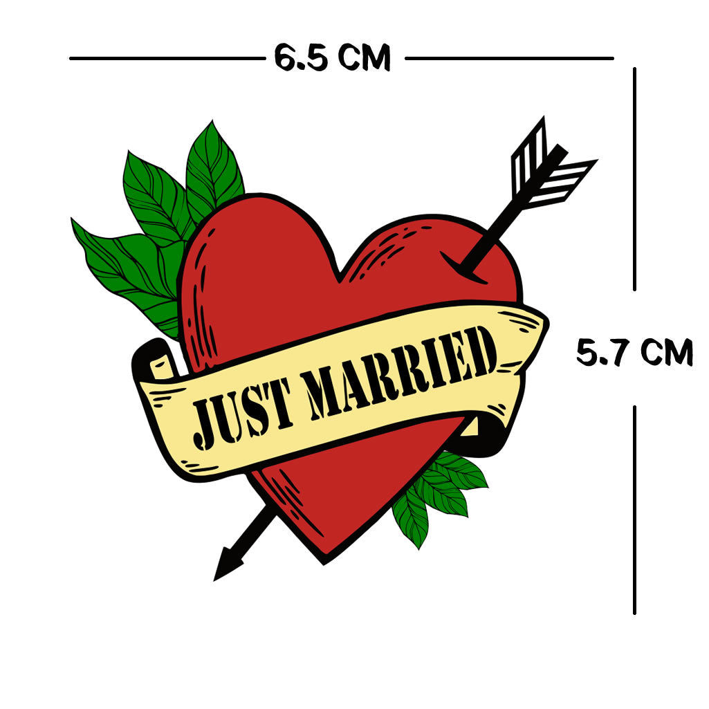 Just Married HEART arrow Temporary Tattoo long lasting wedding newly wed
