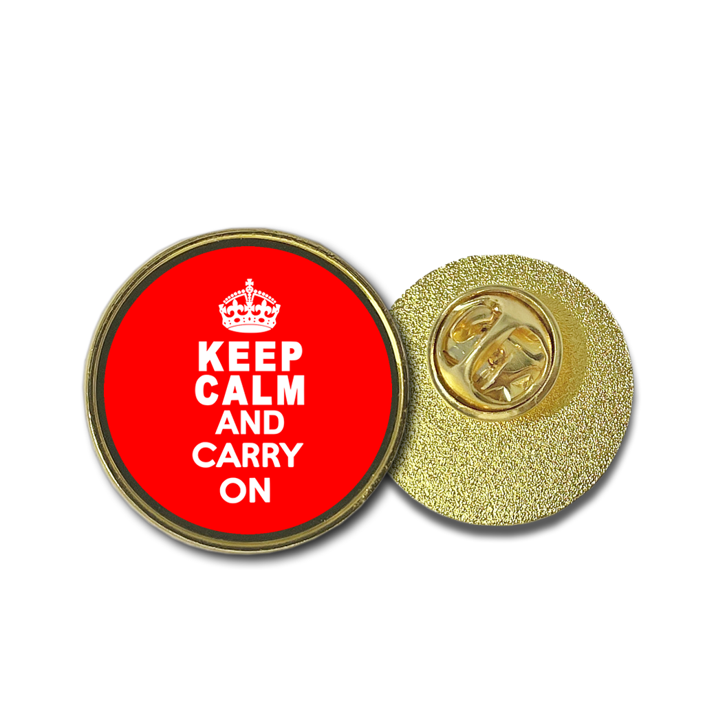 Keep calm and carry on badge Metal pins emblem UK crown symbol