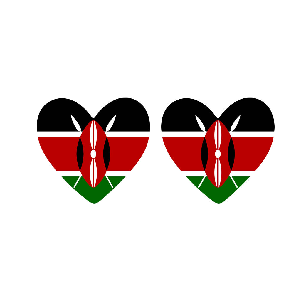 2 x KENYA Flag Heart Temporary Tattoo KENYAN Team support