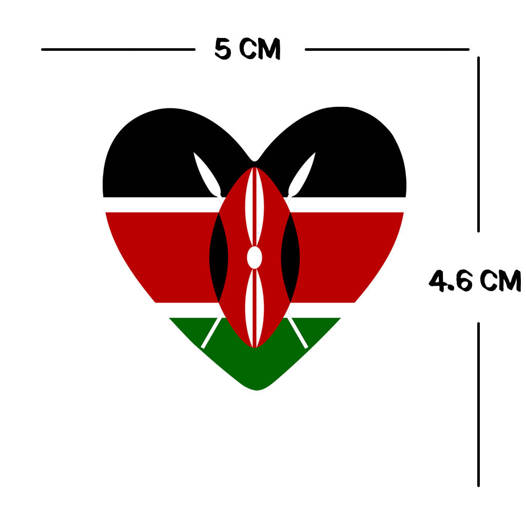 2 x KENYA Flag Heart Temporary Tattoo KENYAN Team support