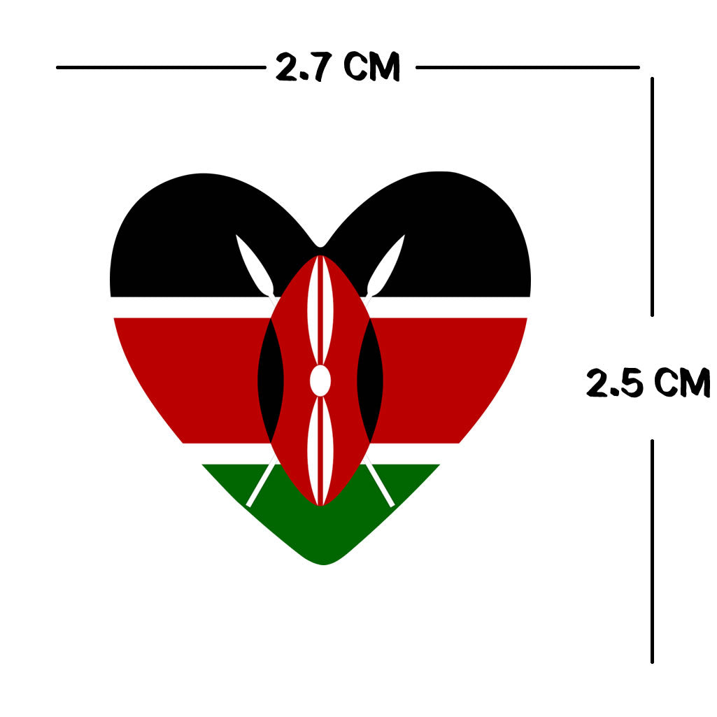 Set of 4 x Kenya Flag Heart Iron on Transfer for fabric Kenyan Team support