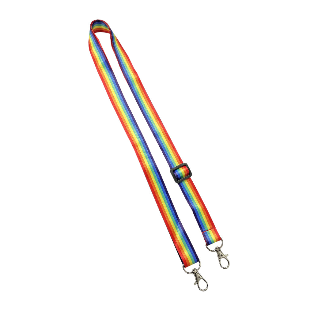LGBT rainbow DOUBLE CLIP adjustable Lanyard neck strap
