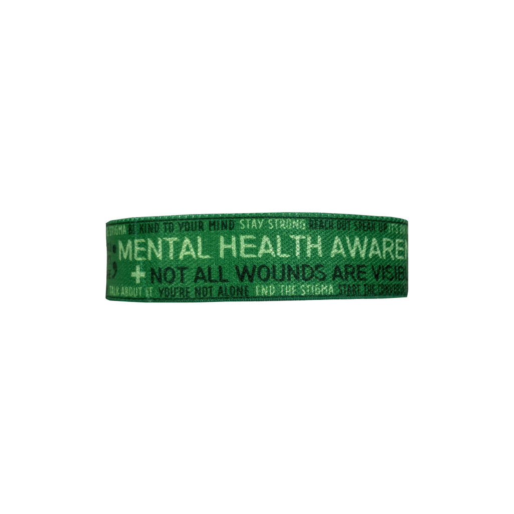 Mental Health awareness elastic Wrist band ribbon wristband survivor fighter