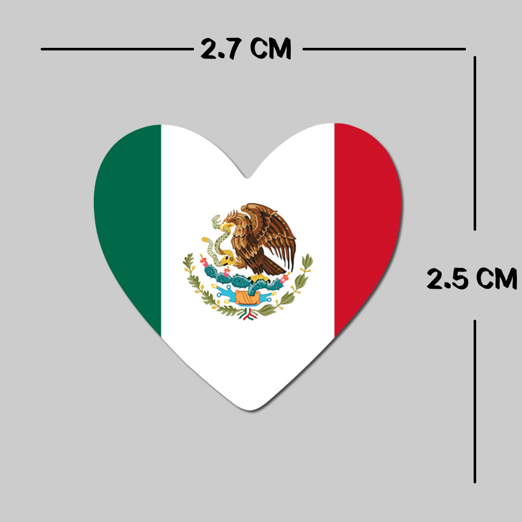 Set of 4 x Mexico Flag Heart Iron on Transfer for fabric Mexican Team Support