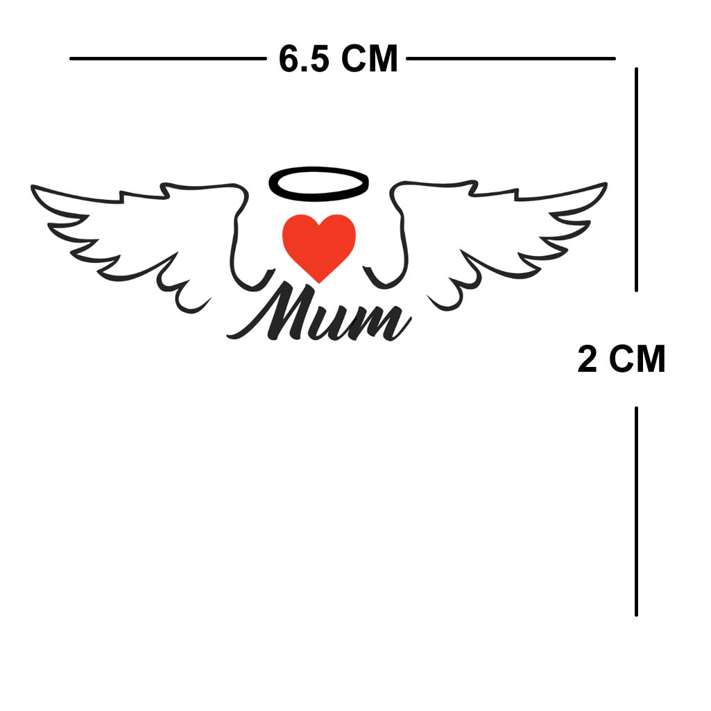 Mum Angel wings Temporary Tattoo Body art memory in heven mother RIP heart halo
