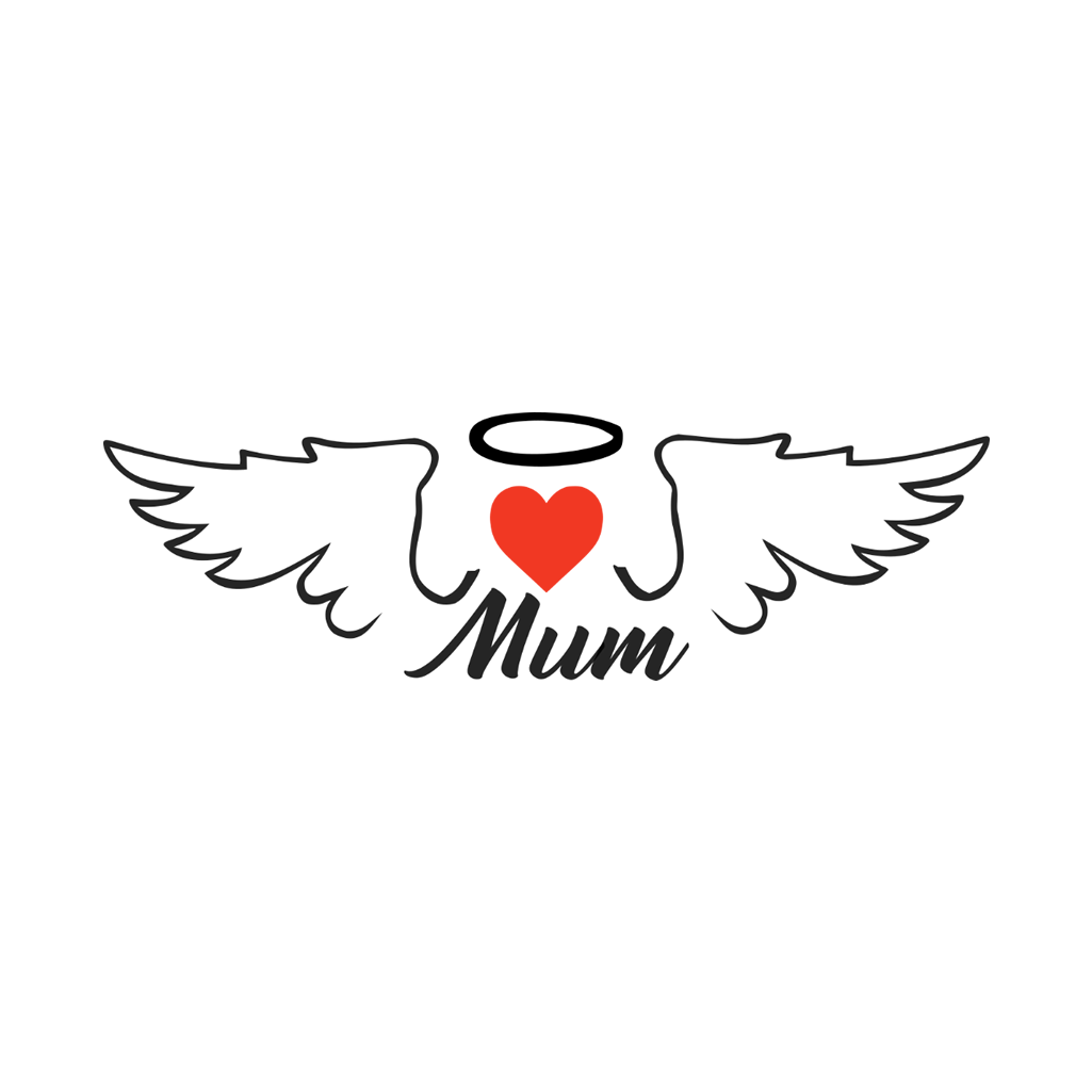 Mum Angel wings Temporary Tattoo Body art memory in heven mother RIP heart halo