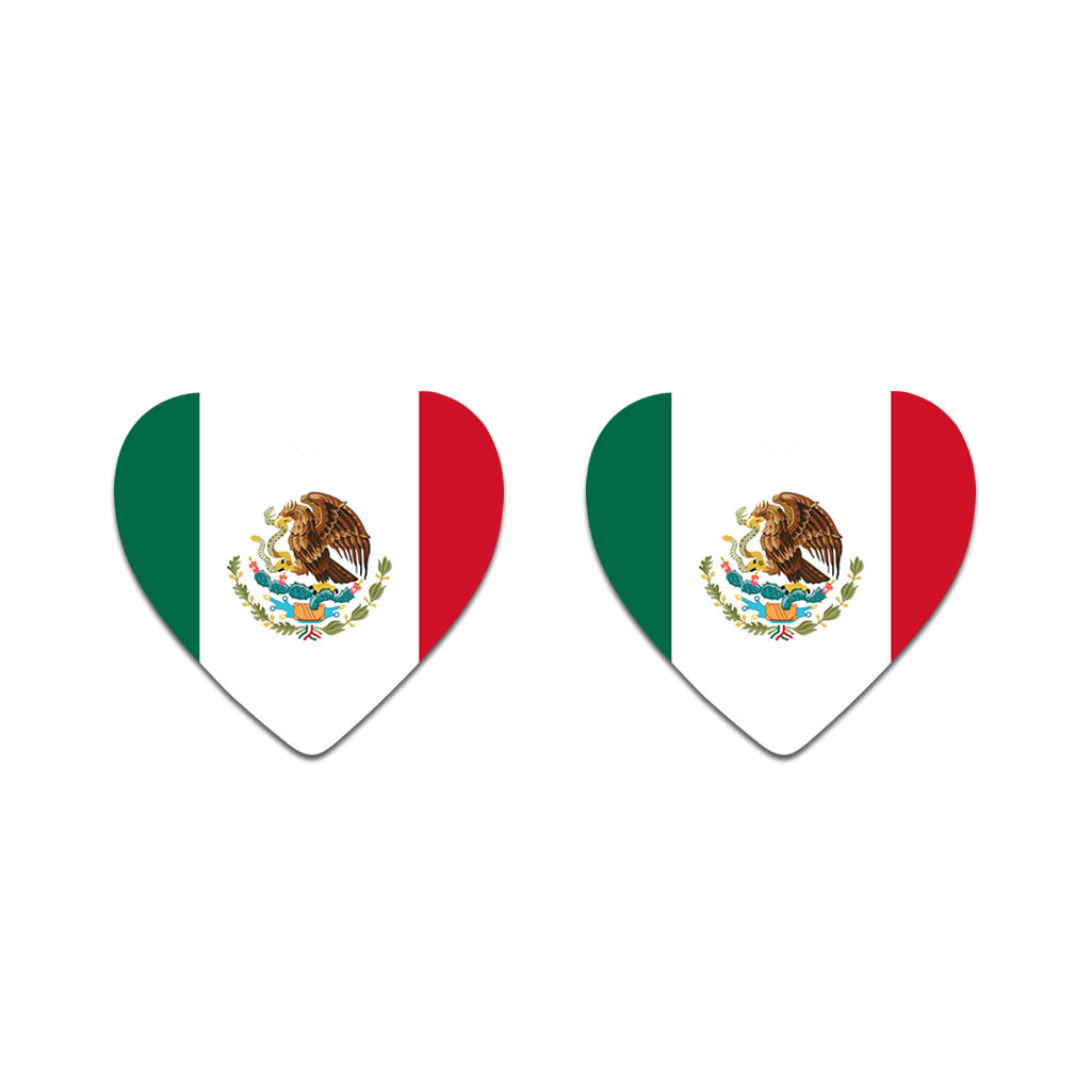 2 x Mexico Heart Flag Temporary Tattoo Mexican Team Flag