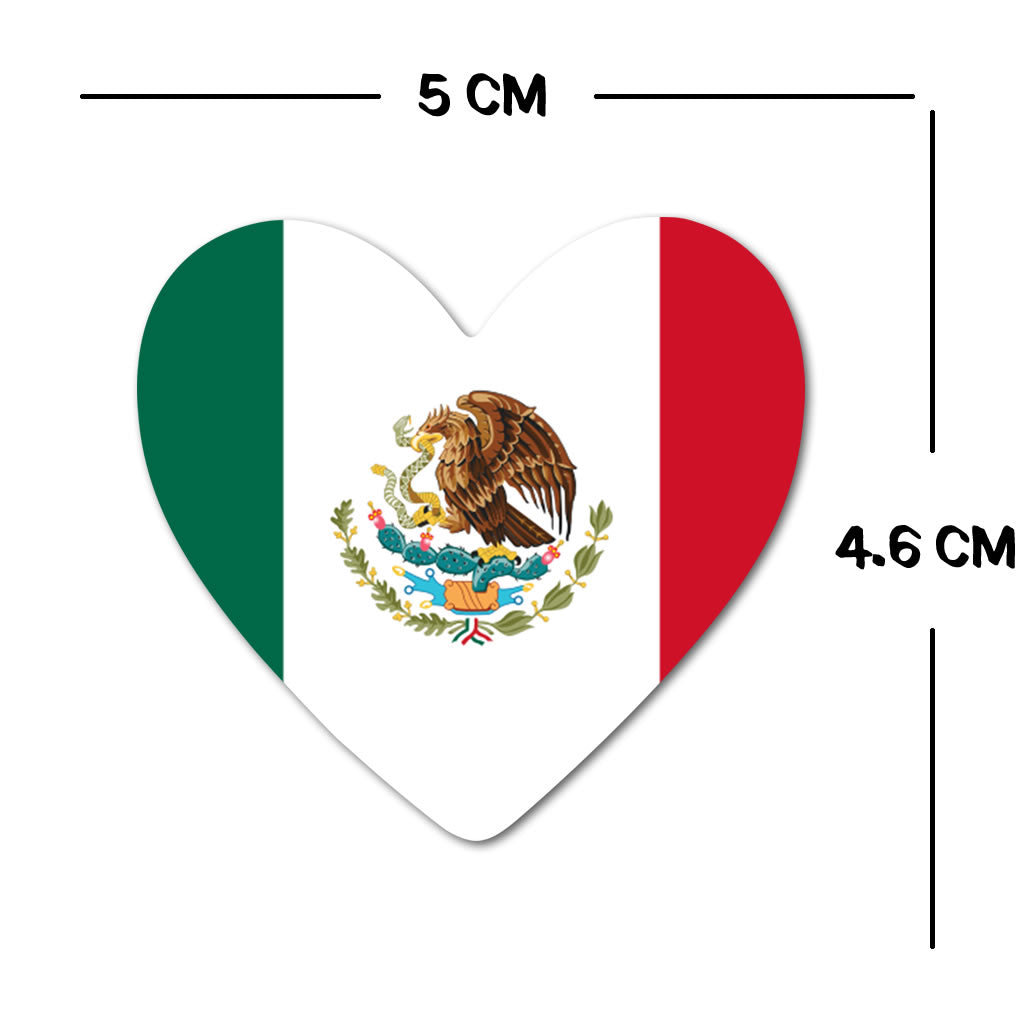 2 x Mexico Heart Flag Temporary Tattoo Mexican Team Flag
