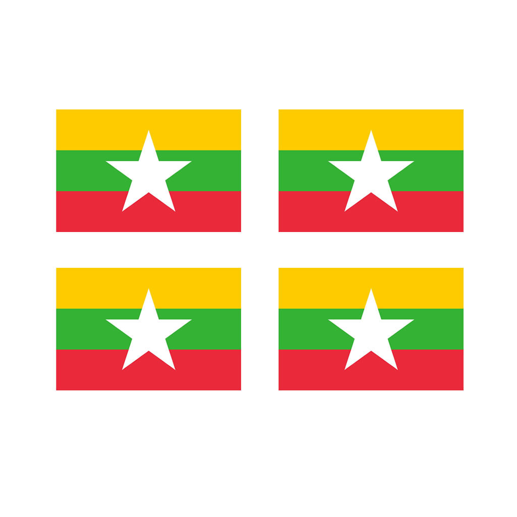 Set of 4 x Myanmar Flag Iron on Transfer