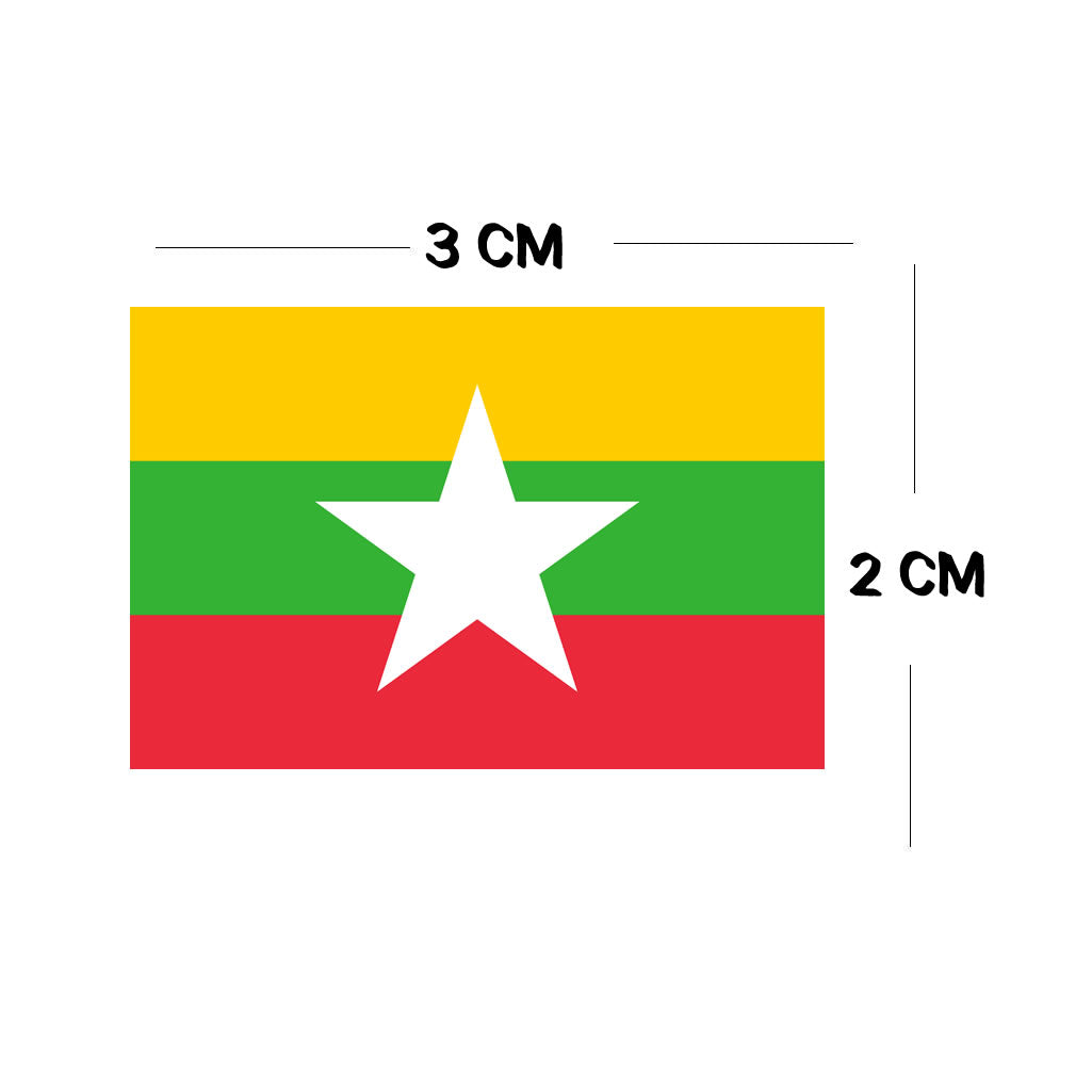 Set of 4 x Myanmar Flag Iron on Transfer