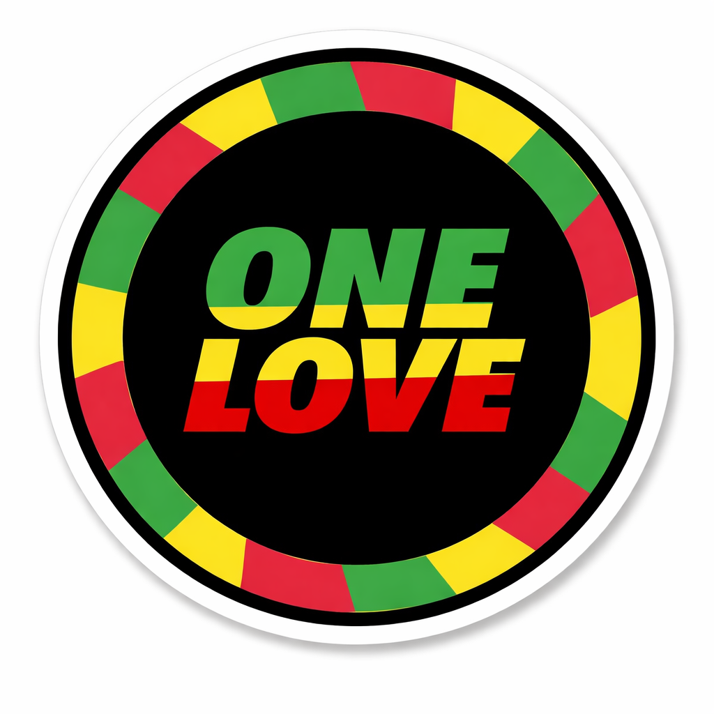 4 PACK One Love waterproof Matte vinyl sticker Jamaica Rasta Flag