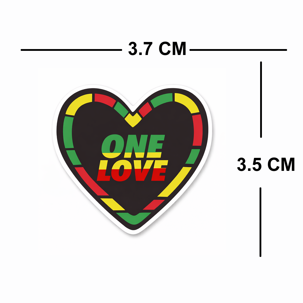 4 PACK One Love heart waterproof Matte vinyl sticker paper Rasta flag Jamaica