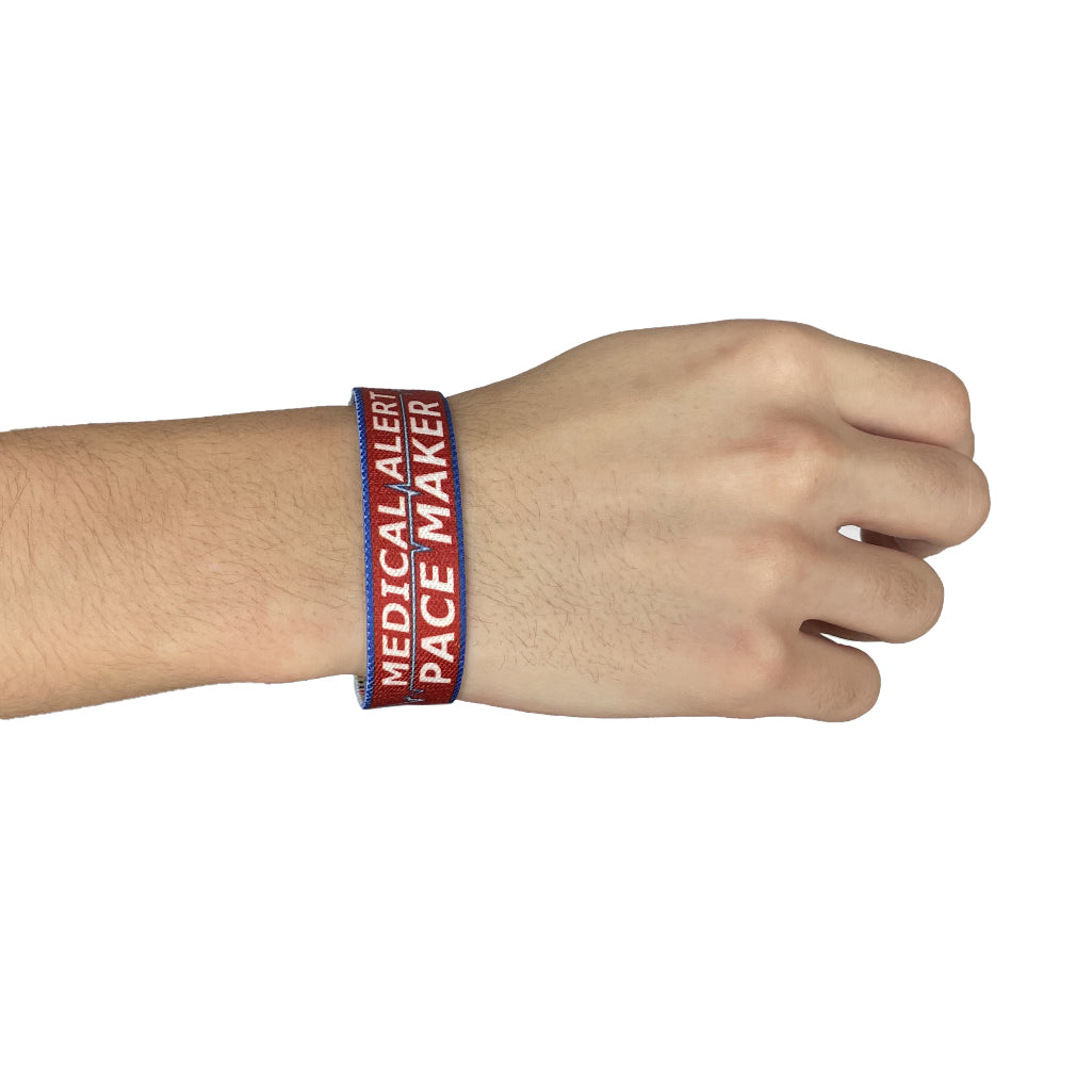 Set of Medical Alert Pacemaker elastic Wrist band wristband / Key tag gift heart Patient