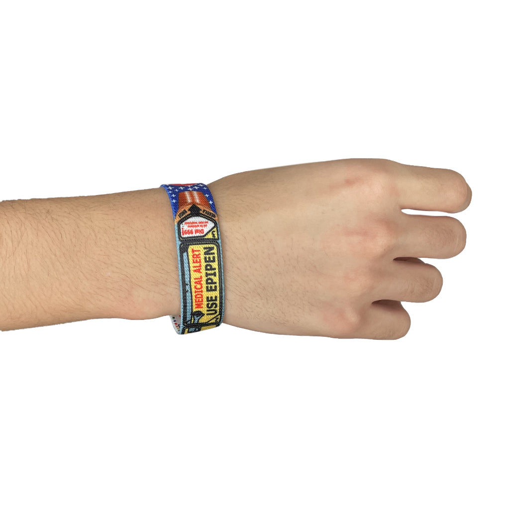 Set of use Epipen elastic Wrist band wristband / Key tag gift Medical Alert Holder