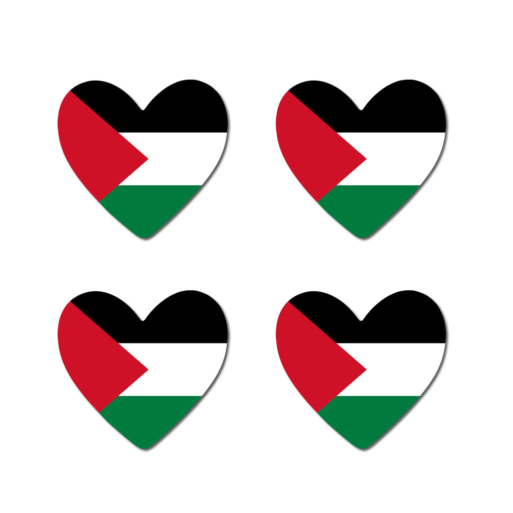 Set of 4 x Palestine Flag Heart Iron on Transfer for fabric Free Palestine