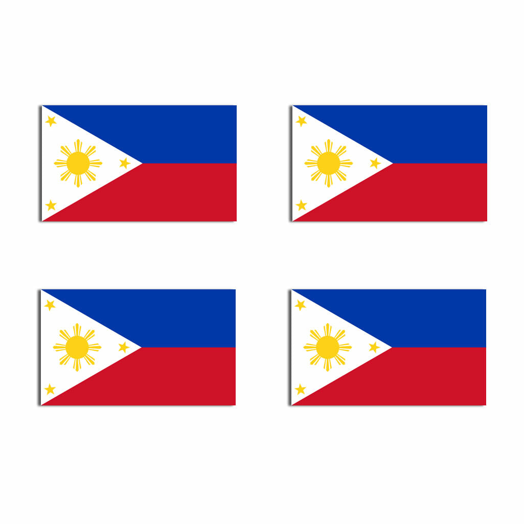 Set of 4 x PHILIPPINES Flag Iron on Screen Print Transfers for Fabrics filipino
