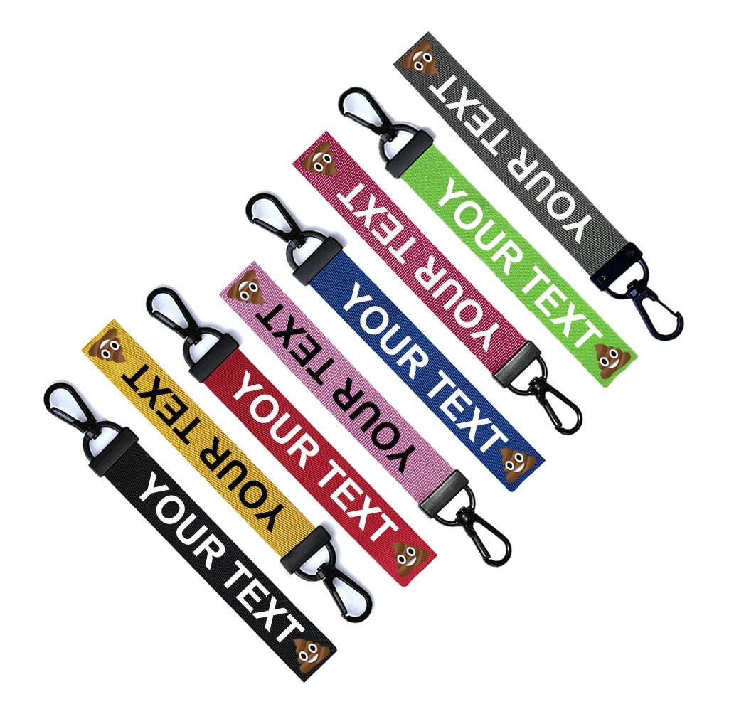 Personalised Poo emoji Key Chain Keyring Luggage Tag Zipper Pull Bag Ring