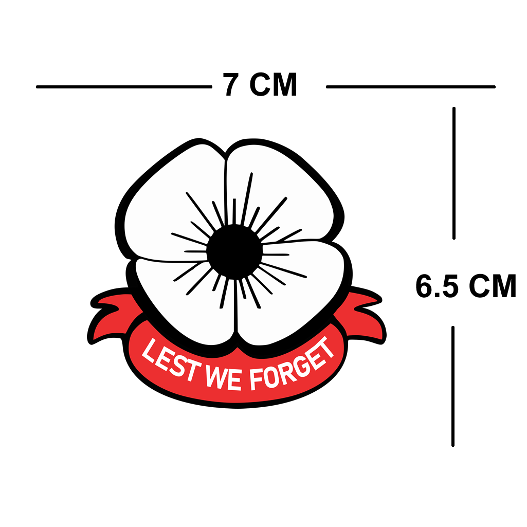2 x Lest we forget White POPPY iron on transfers Anzac Remembrance Day resist