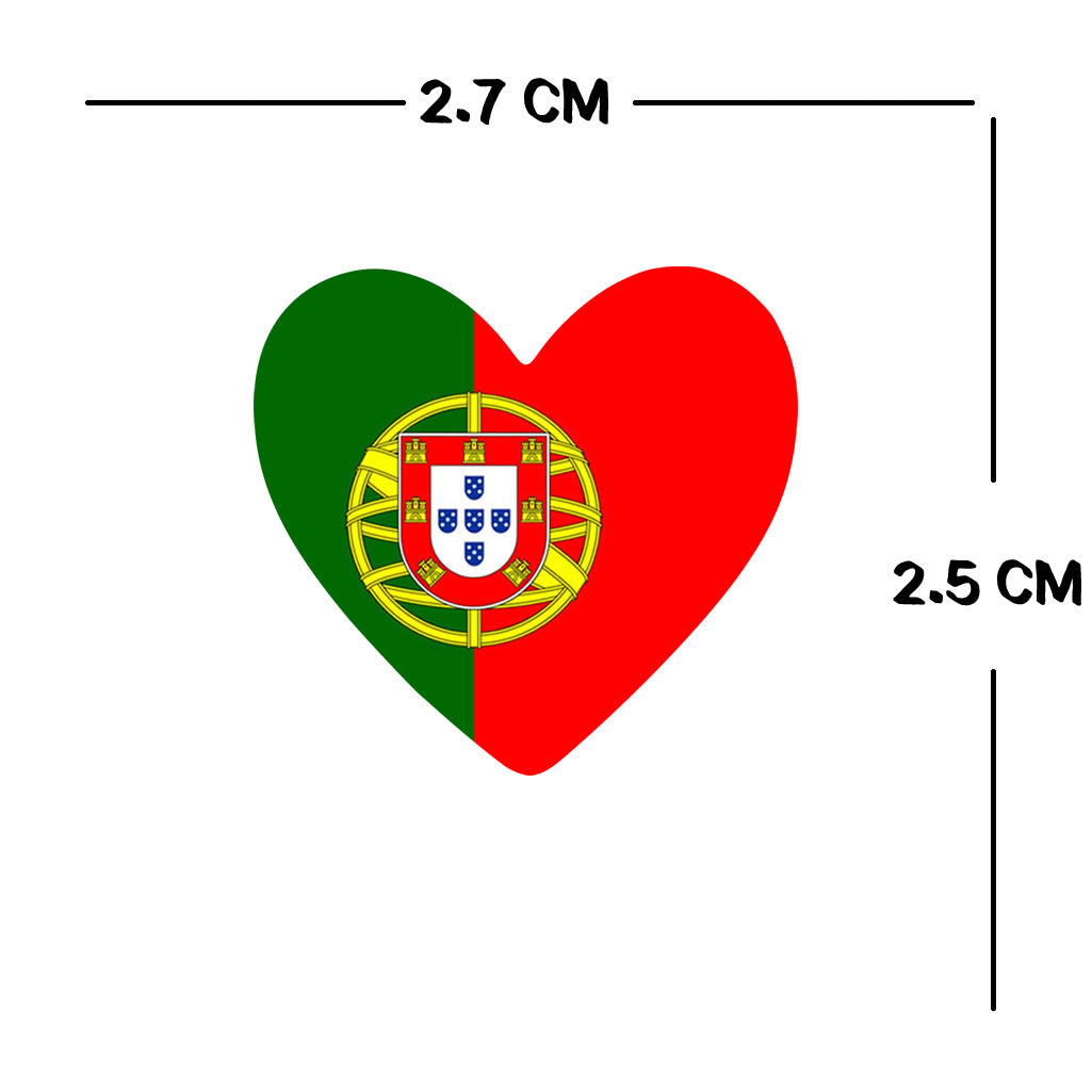 Set of 4 x Portugal Flag Heart Iron on Transfer for fabric Portuguese Team