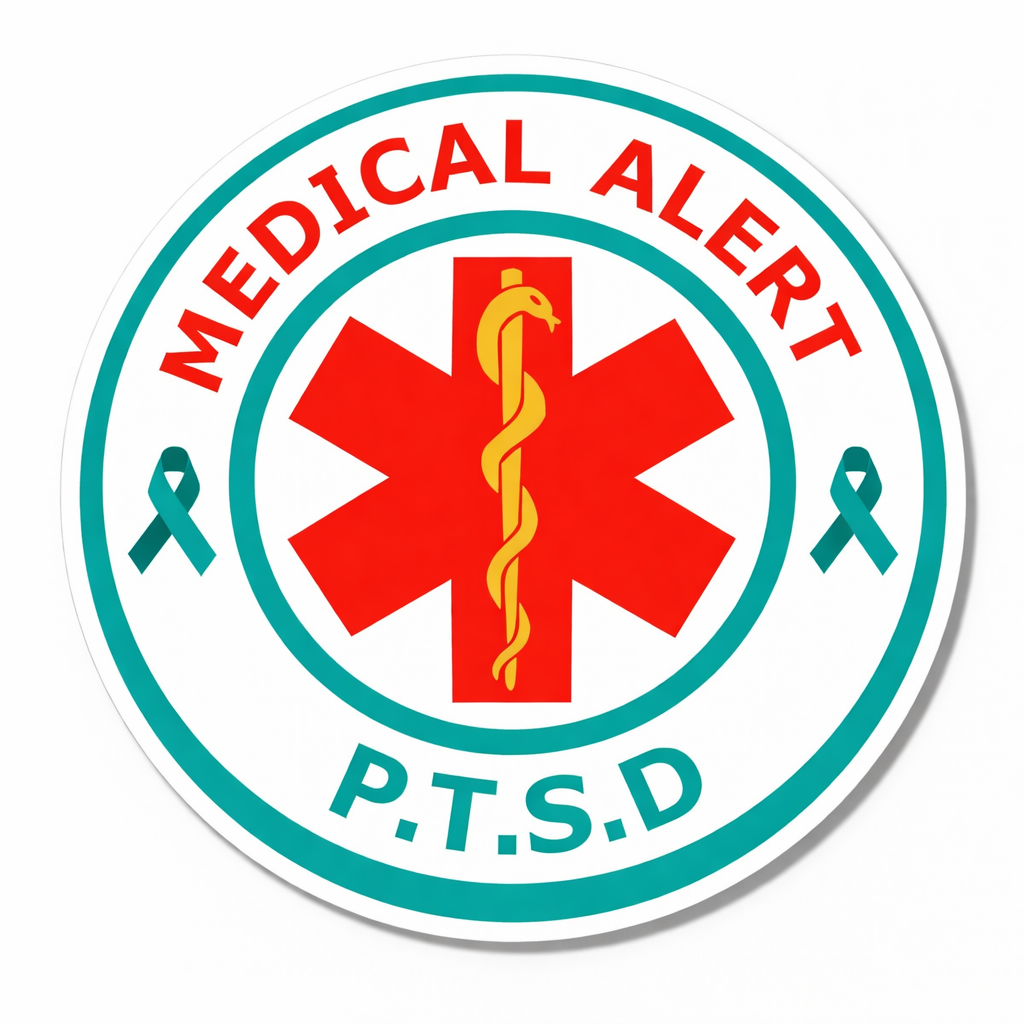 4 PACK Medical alert PTSD awareness waterproof Matte vinyl sticker