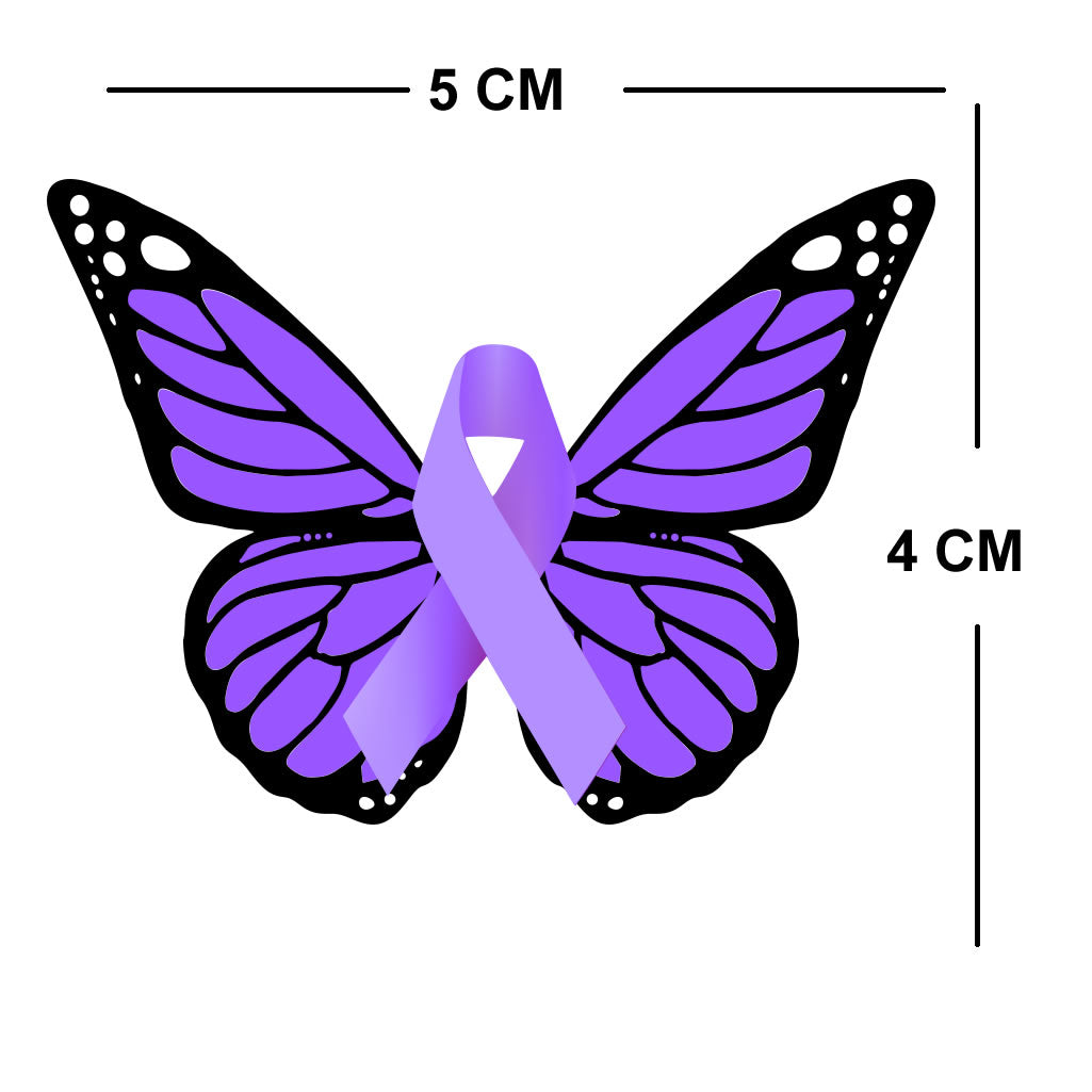 2 PURPLE Butterflies Temporary Tattoo Body art butterfly ribbon survivor fighter