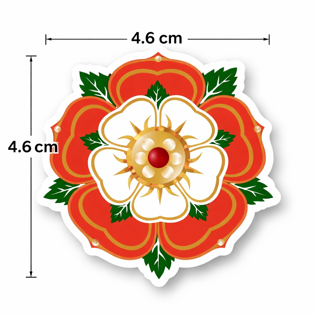England Rose Design Waterproof Vinyl Matte Sticker Label, 4 Pack Tudor roses