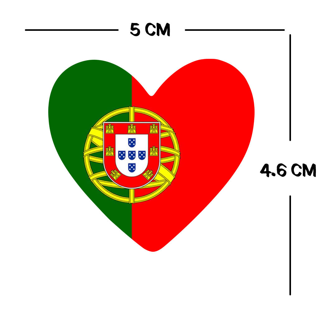 2 x Portugal Heart Flag Temporary Tattoo Portuguese Team support