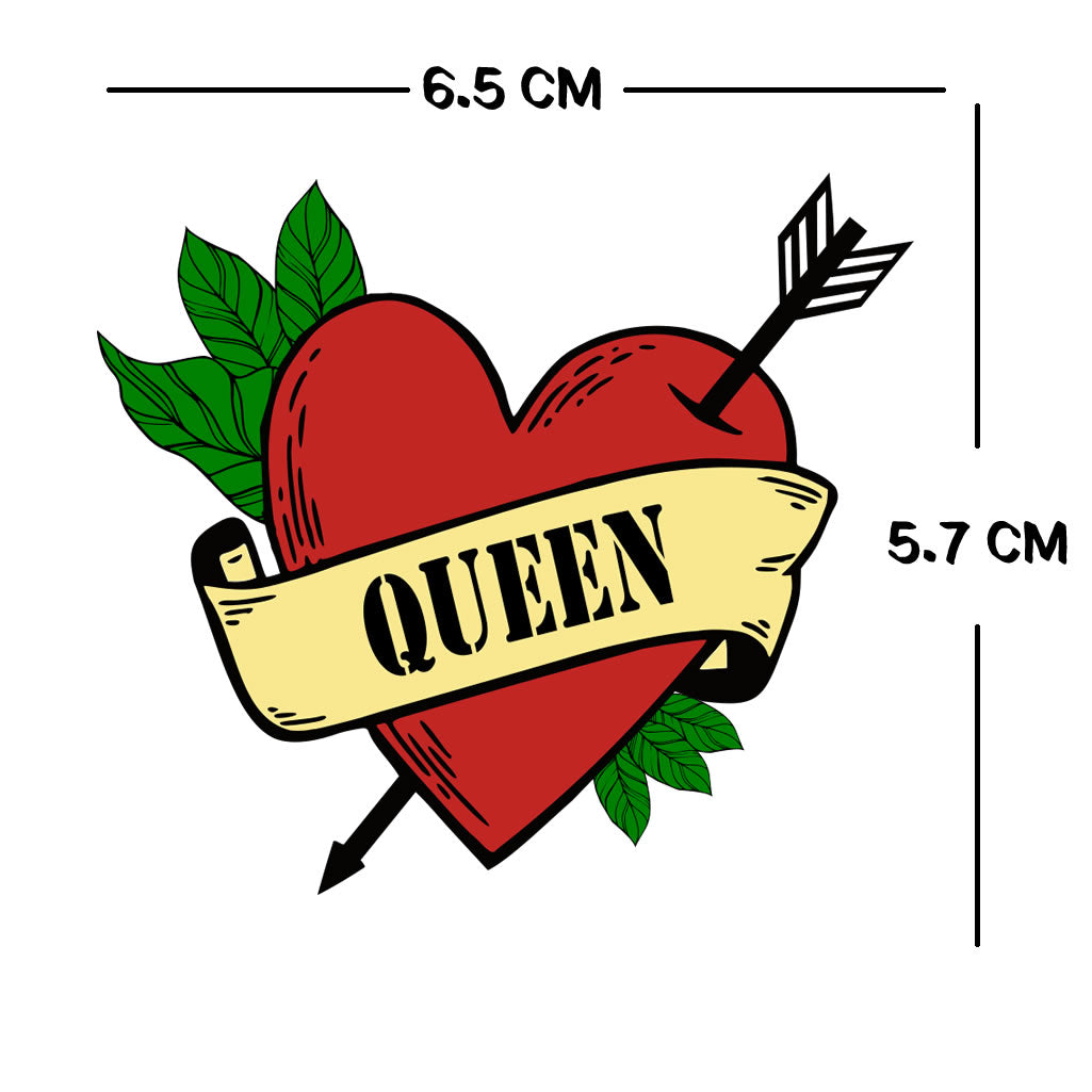 QUEEN Heart arrow TEMPORARY TATTOO lasts a week leader Royal crown matriarch
