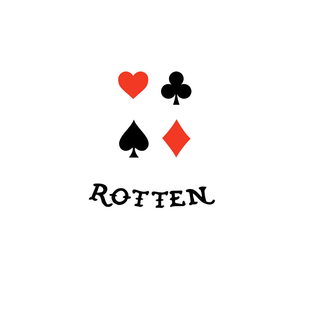 Set of 4 Playing card suit rotten TEMPORARY TATTOO Spades, heart, diamond, club