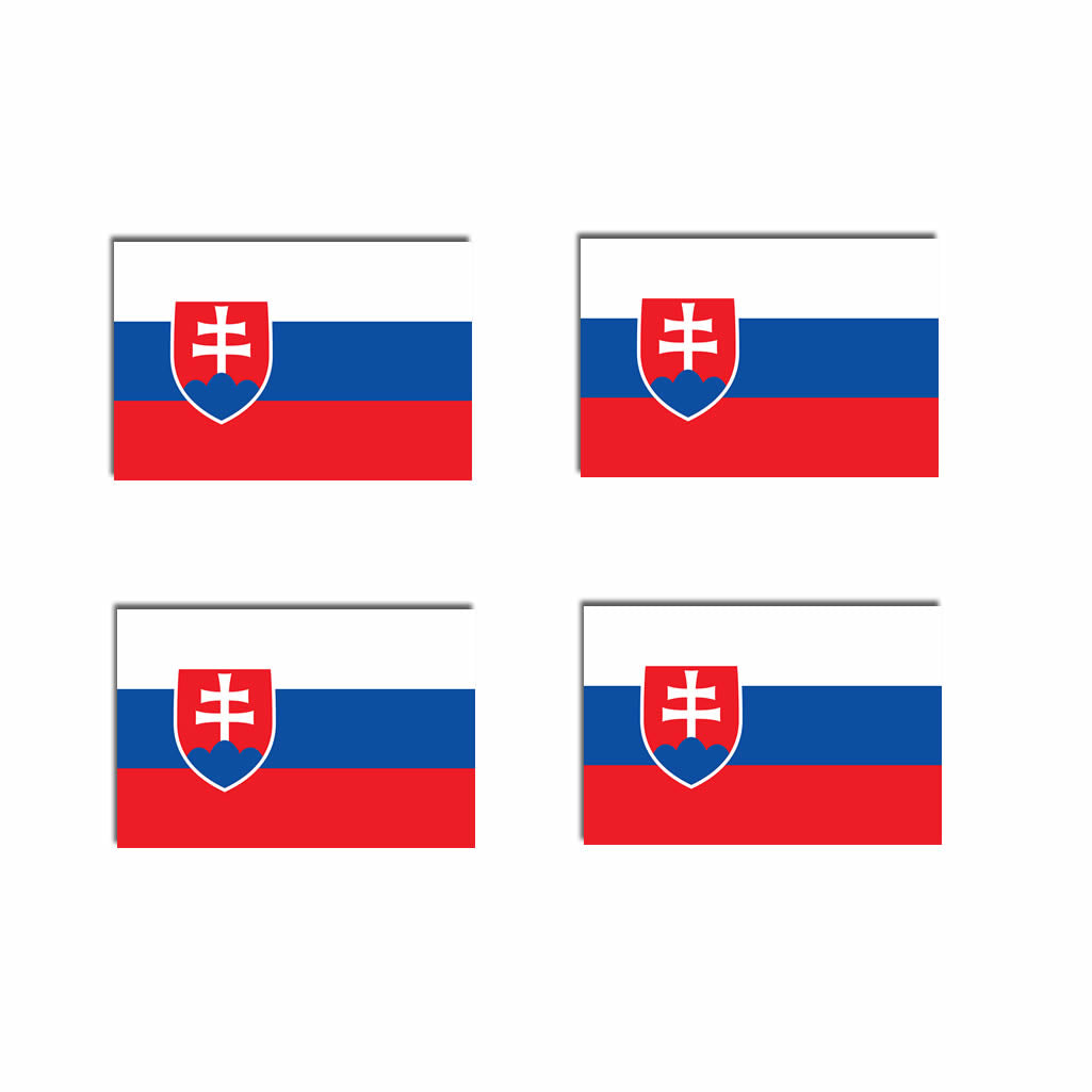Set of 4 SLOVAKIA Flag Iron on Screen Print Transfers for Fabrics SLOVAKIAN