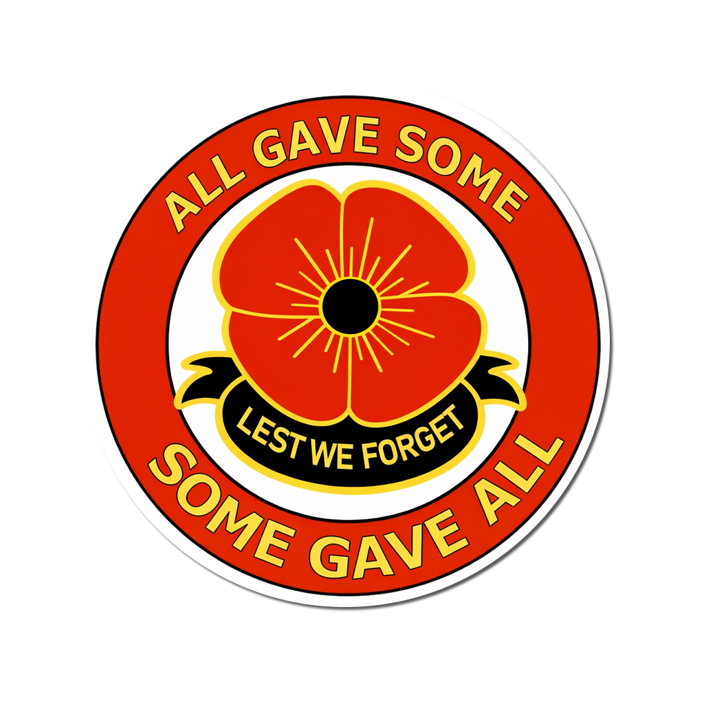 4 PACK Poppy waterproof Matte vinyl sticker Lest we forget remembrance day D day