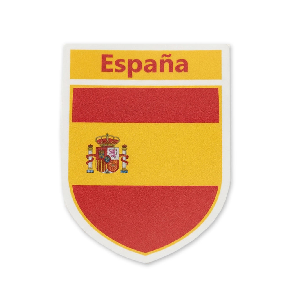 2 PACK Spain Flag crest waterproof Gloss vinyl sticker Spanish Team