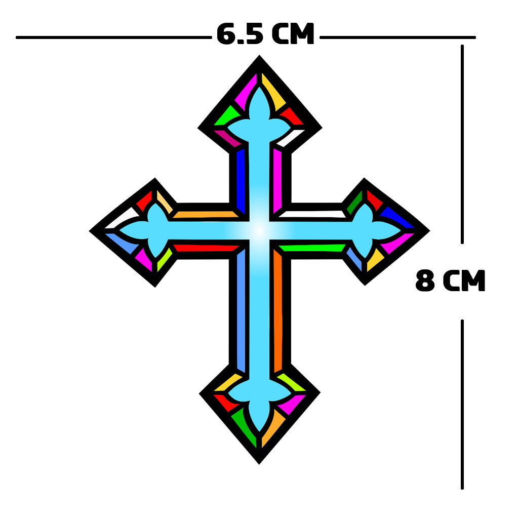 Christian Cross iron on Screen print Transfer for fabrics Church Stained glass design