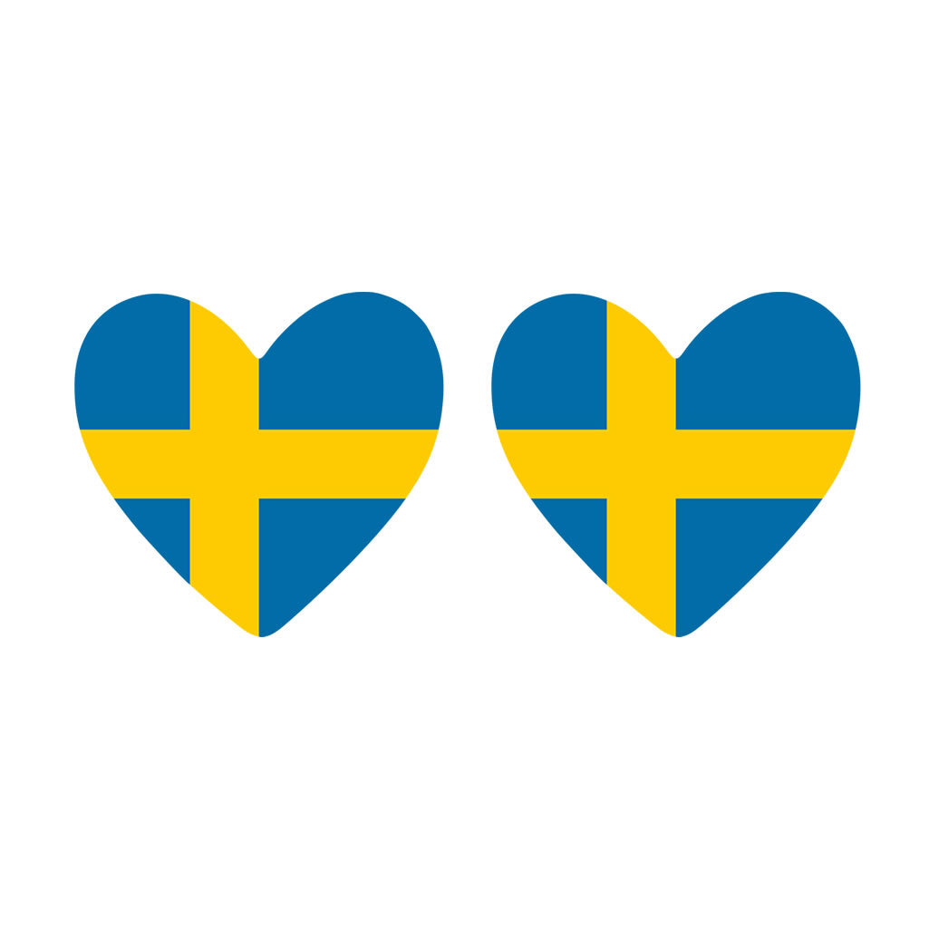 2 x SWEDEN Heart Flag Temporary Tattoo SWEDISH Team