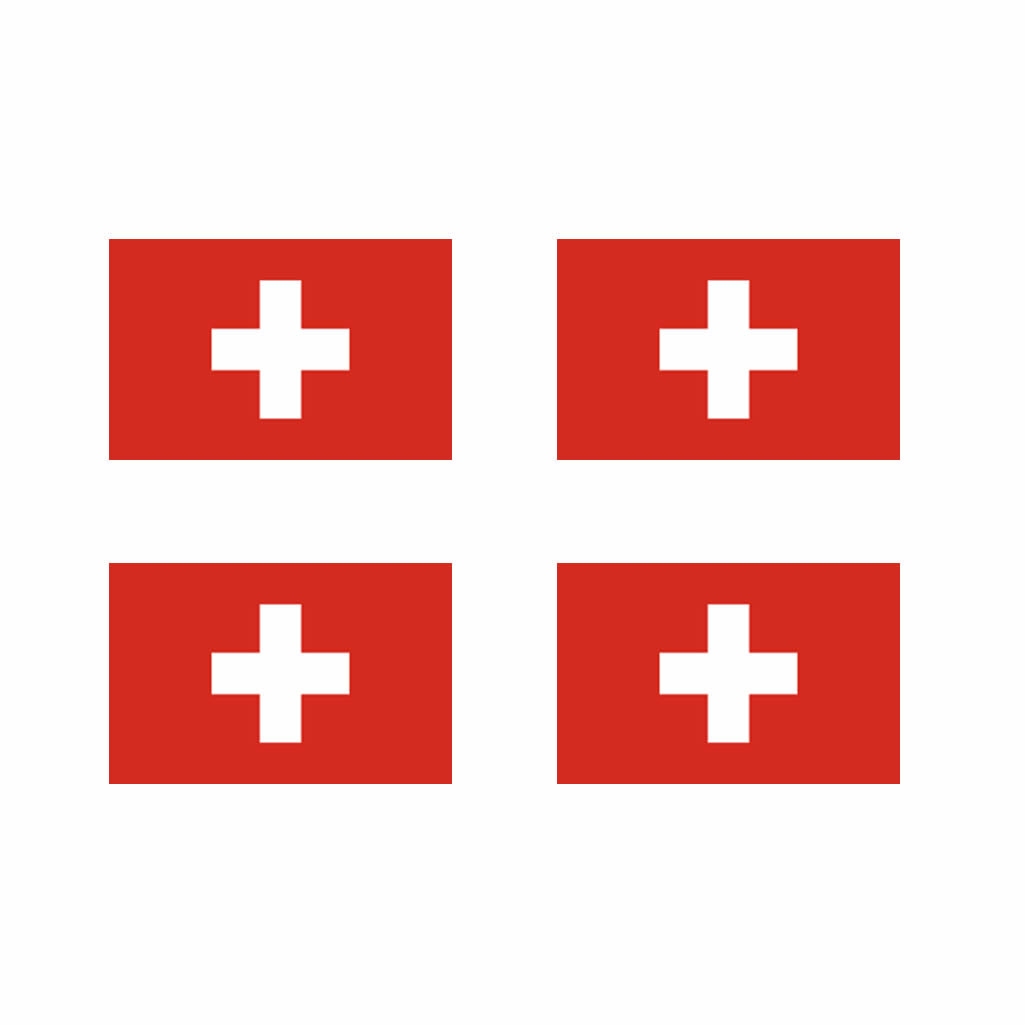 Set of 4 x Swiss Flag Iron on Screen Print Transfers for Fabrics Switzerland