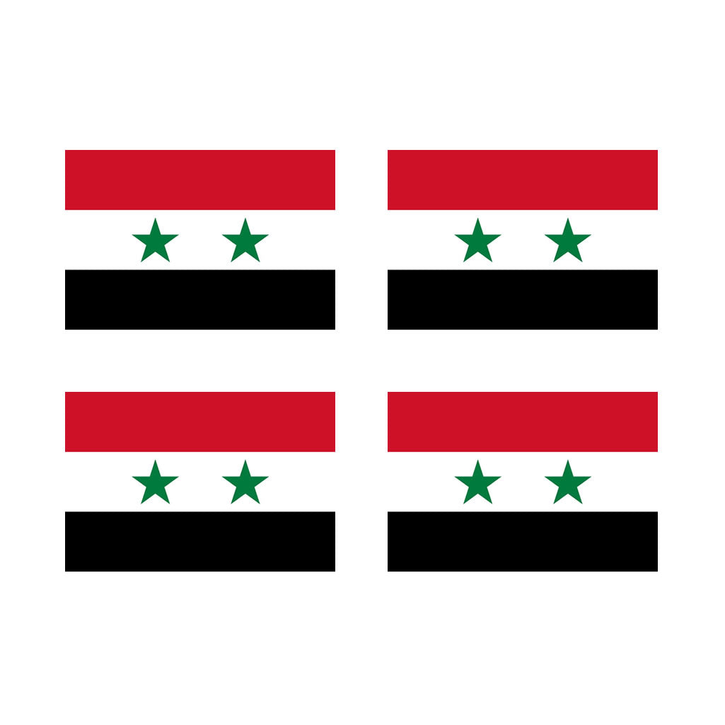 Set of 4 x Syrian Flag Iron on Screen Print Transfers for Fabrics Machine Washable Syria Flag patch