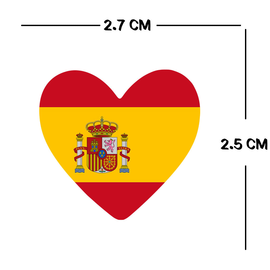 Set of 4 x Spain Flag Heart Iron on Transfer for fabric Spanish Team Support