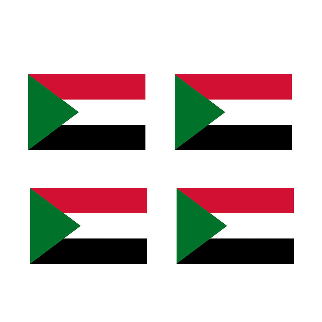 Set of 4x Sudan Flag Iron on Transfers