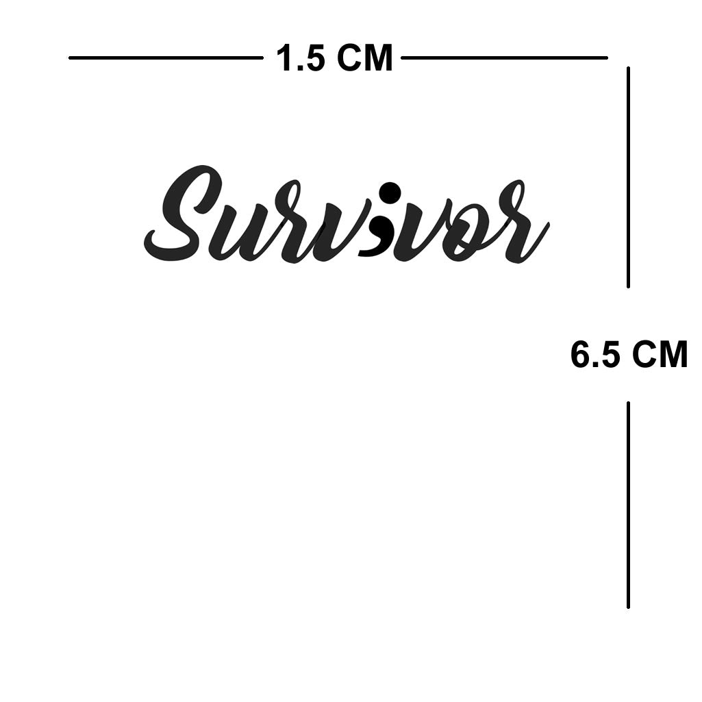 Survivor Temporary Tattoo neck face arm hand body art semicolon