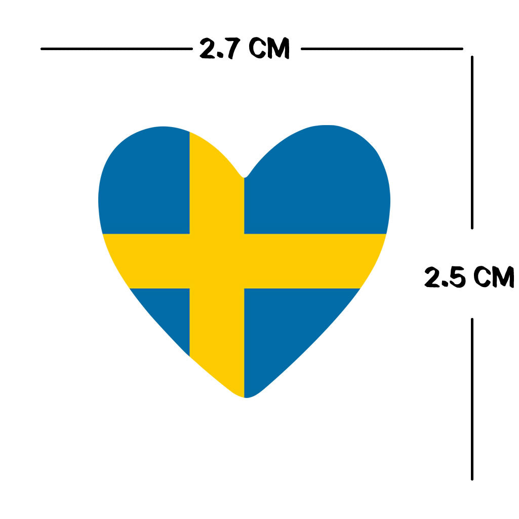 Set of 4 x Sweden Flag Heart Iron on Transfer for fabric Swedish Team Support