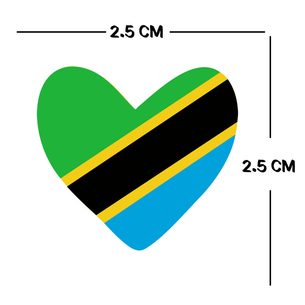 4 X Tanzania flag Heart Iron on transfer