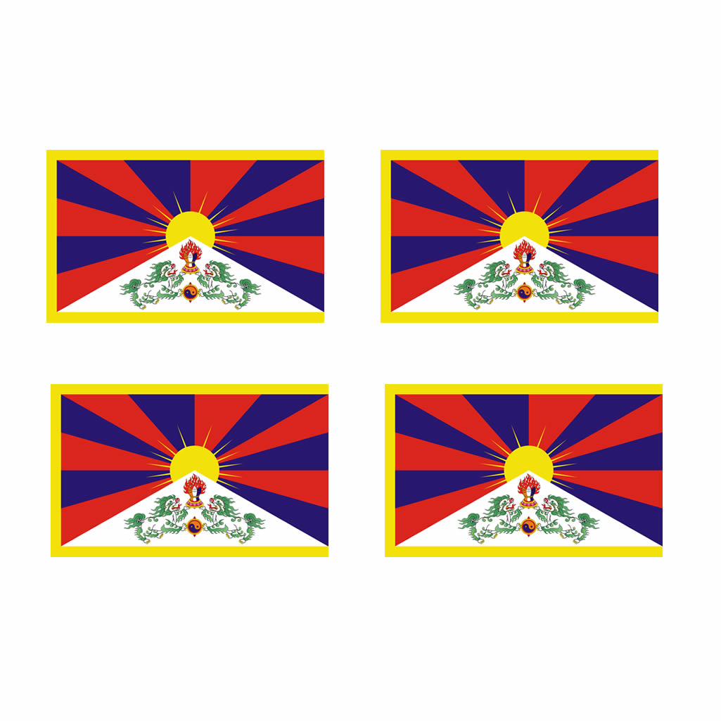 Set of 4 Tibet Flag Iron on Screen Print Transfers for Fabrics Tibetan Free