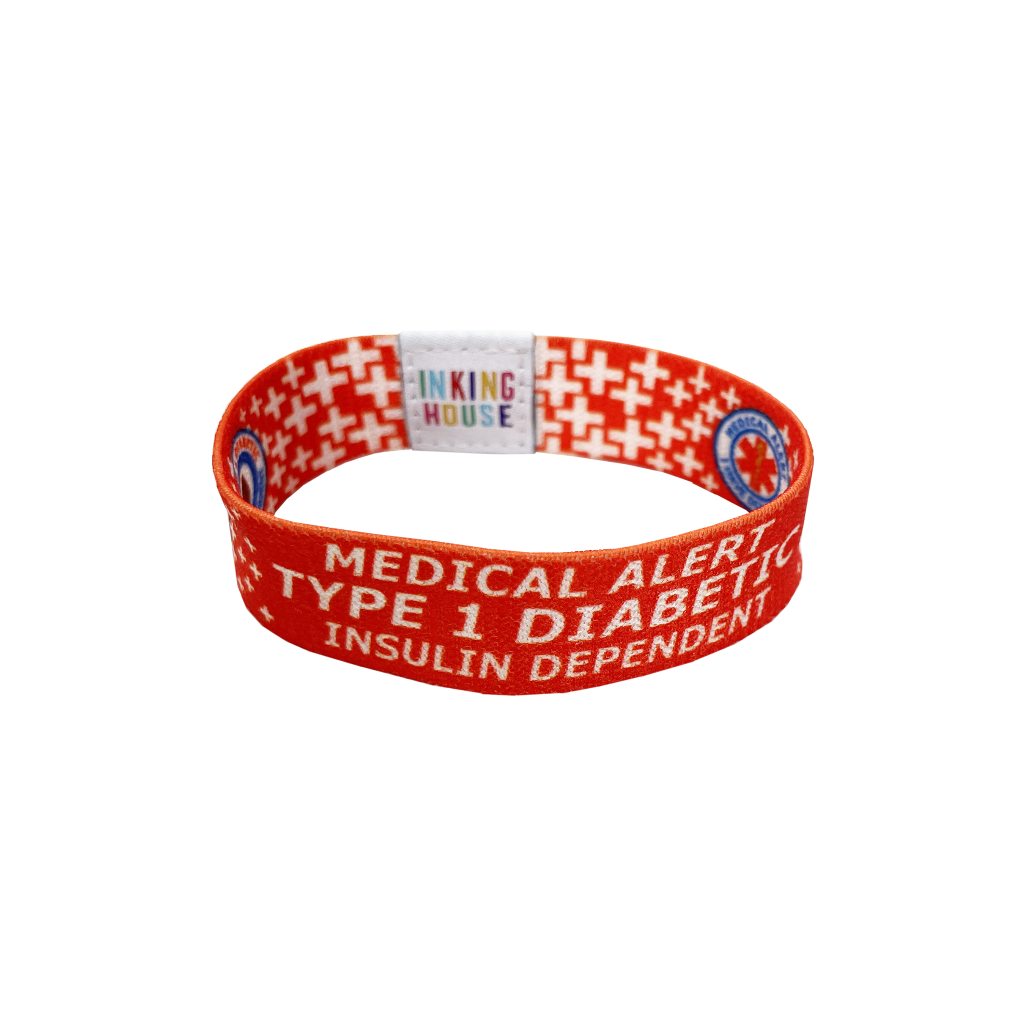 Medical Alert Type one Diabetic elastic Wrist band wristband TYPE 1 diabetes