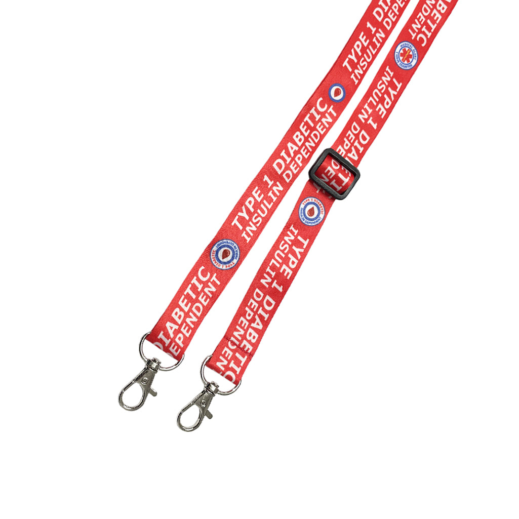 Type 1 Diabetic DOUBLE CLIP adjustable Lanyard neck strap ID holder phone bag diabetes