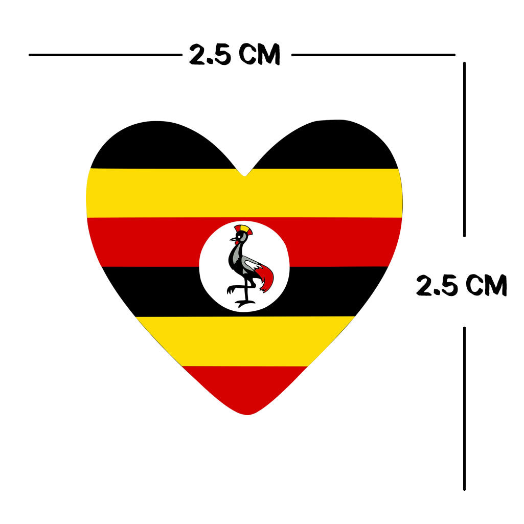4 X UGANDA flag Heart Iron on transfer